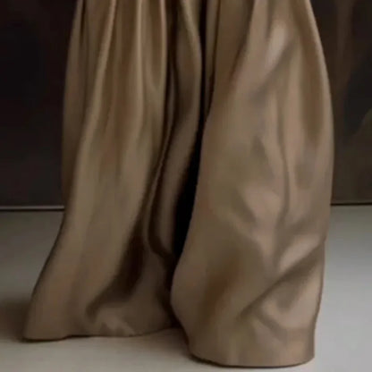 Women’s High-Waist Pleated Wide Pants – Casual Loose Solid Color Trousers