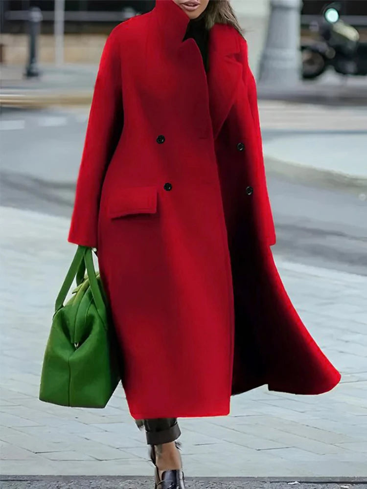 Women’s Woolen Winter Coat with Pockets