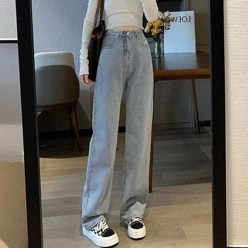 Women’s Vintage Wide-Leg High-Waist Jeans – Denim Pants