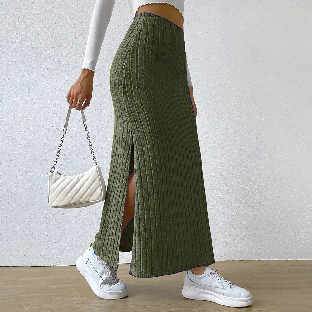 Women’s High-Waist Knitted Bodycon Midi Skirt