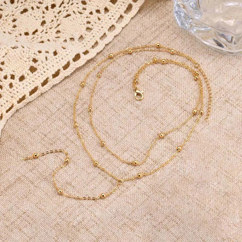 Women’s Gold Plated Layered Lariat Necklace