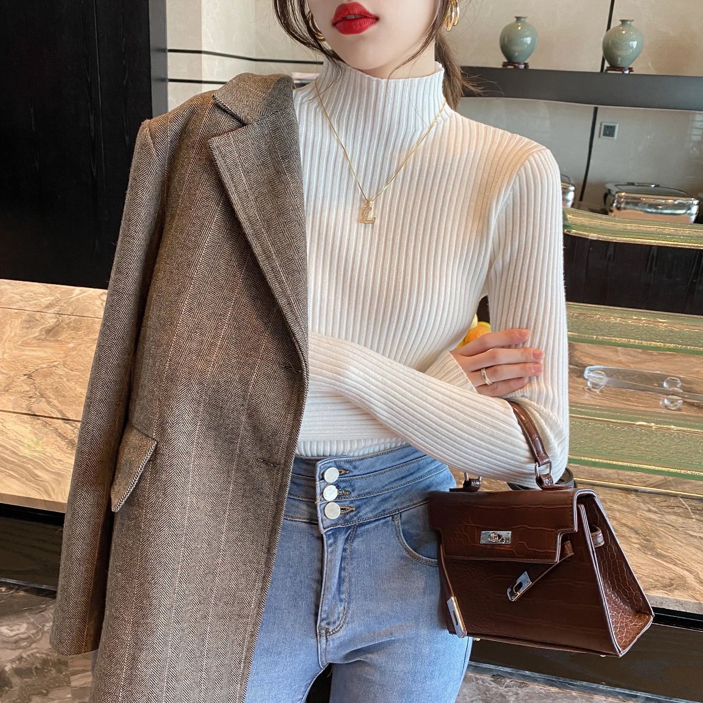 Sweater Women Autumn Winter Long Sleeve Knitted Women Sweater Pullover Slim Knit Sweater Women Tops Blusas Mujer De Moda J996