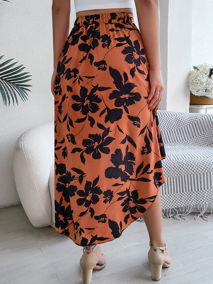 Women’s Floral Ruffle Skirt – Spring Summer