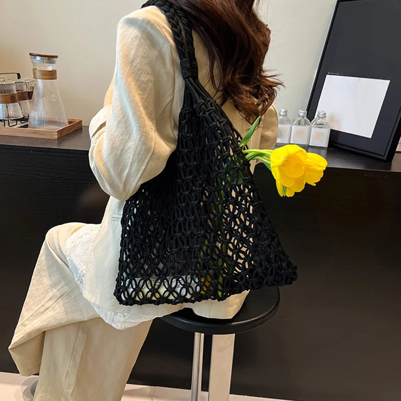 Women’s Hand-Woven Hollow Shoulder Tote