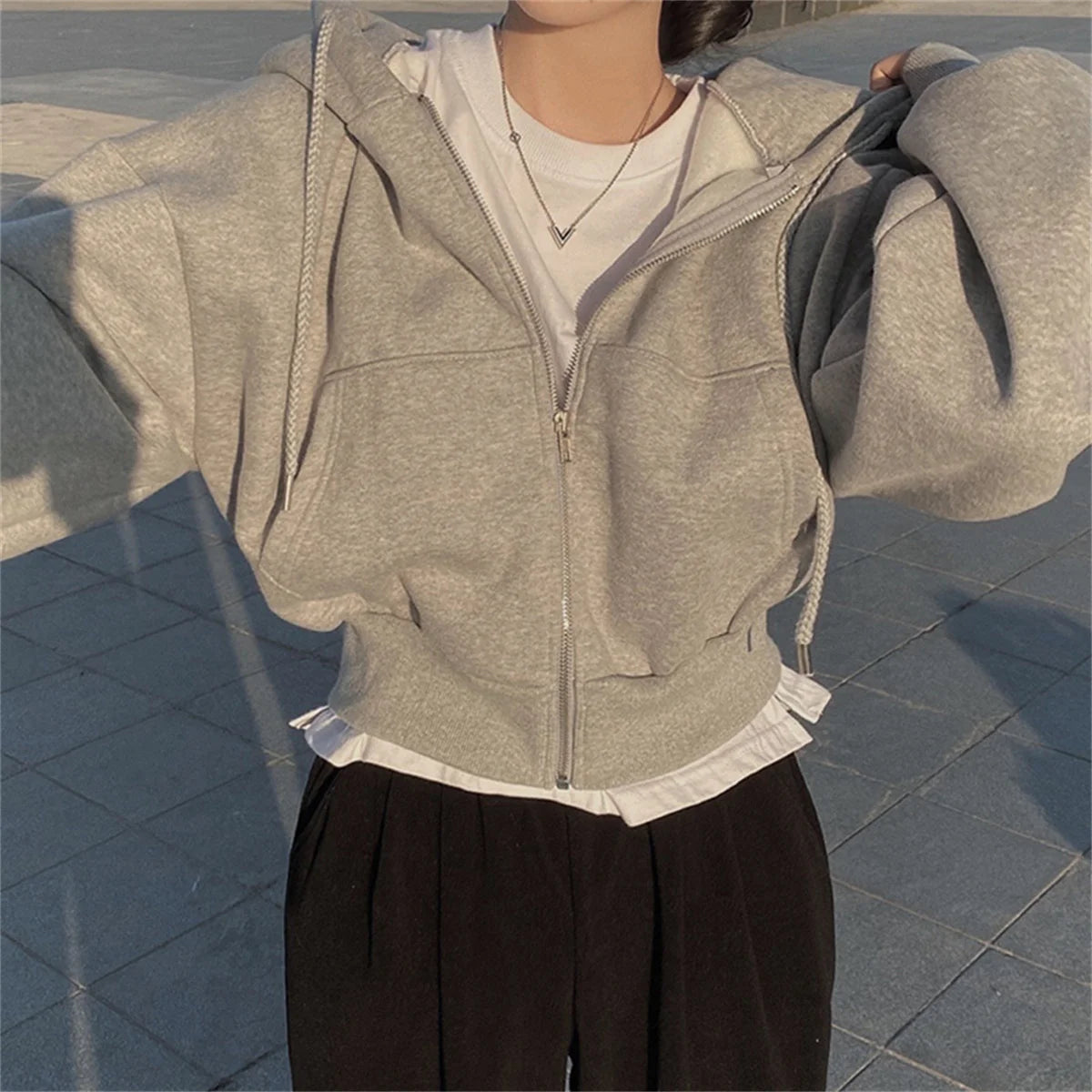 Women’s Retro Oversized Zip-Up Hoodie