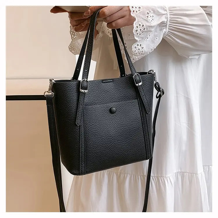 Women’s Designer Leather Handbag – Gold Accent