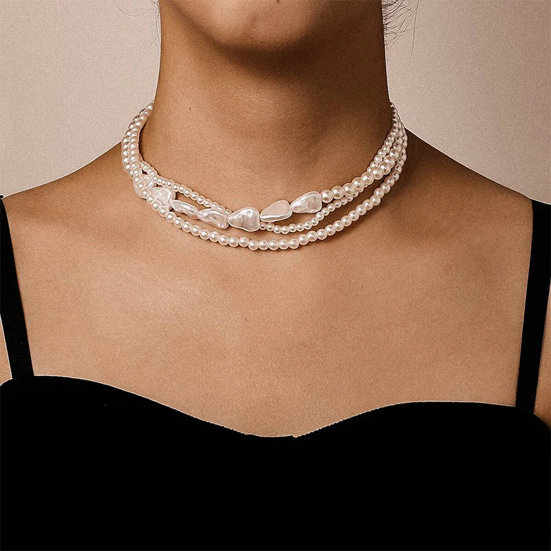 Women’s Multi-Layer Pearl Choker Necklace