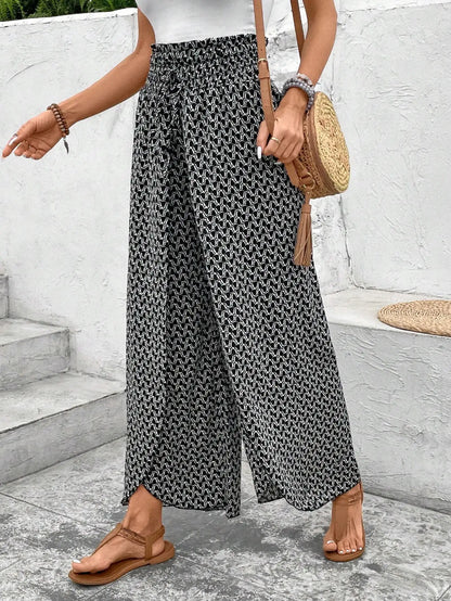 Women’s Summer Floral Wide-Leg Skirt Pants – Fashionable Trousers