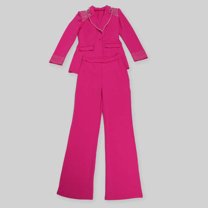 Women’s Two-Piece Pant Set – Y2K Blazer & High-Waist Slim Pants