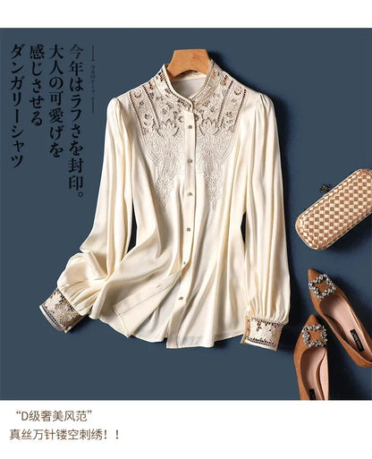 New arrived blouses for women Fashion elegan embroidery ladies shirts Button-Down Tops