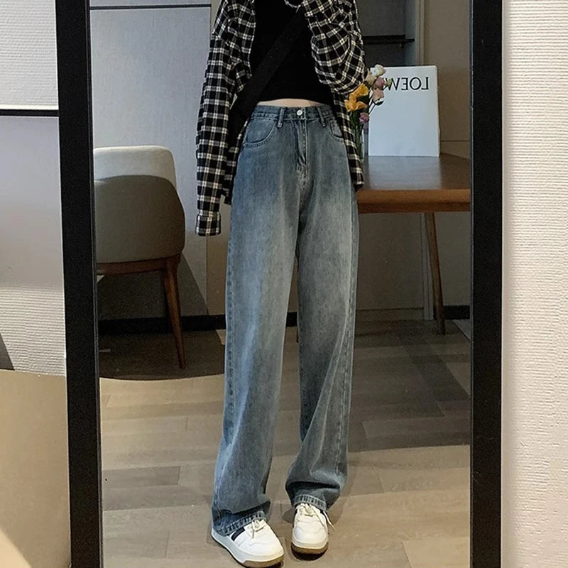Women’s Vintage Wide-Leg High-Waist Jeans – Denim Pants