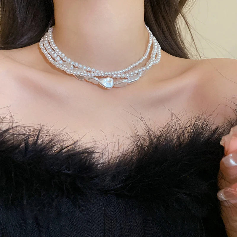 Women’s Multi-Layer Pearl Choker Necklace