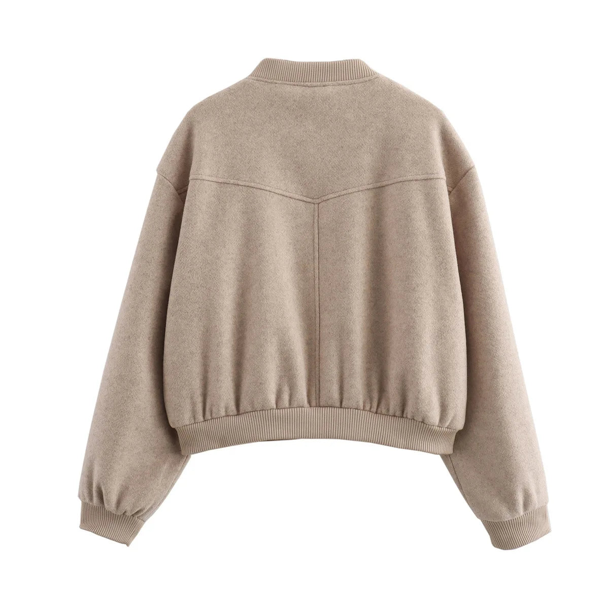 Women’s White Cropped Bomber Jacket – Autumn/Winter.