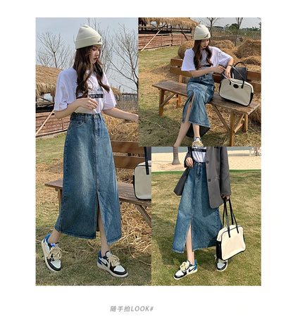 Women’s High-Waist Denim A-Line Skirt