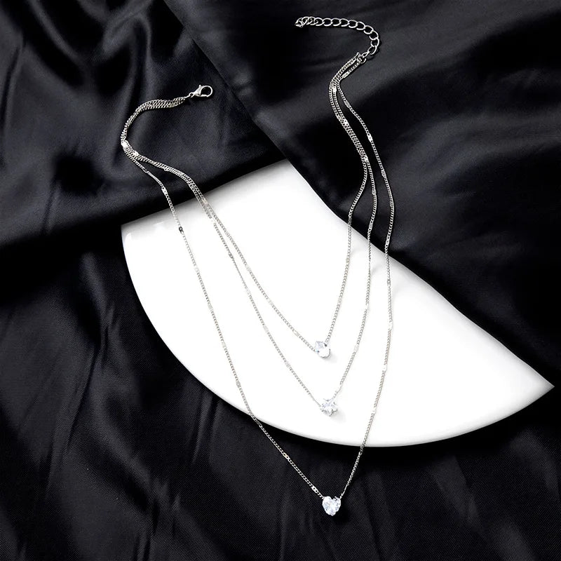 Women’s Multilayer Zircon Pendant Necklace