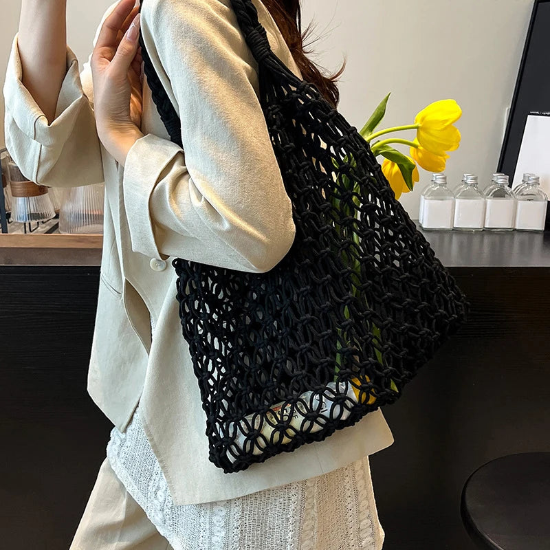 Women’s Hand-Woven Hollow Shoulder Tote