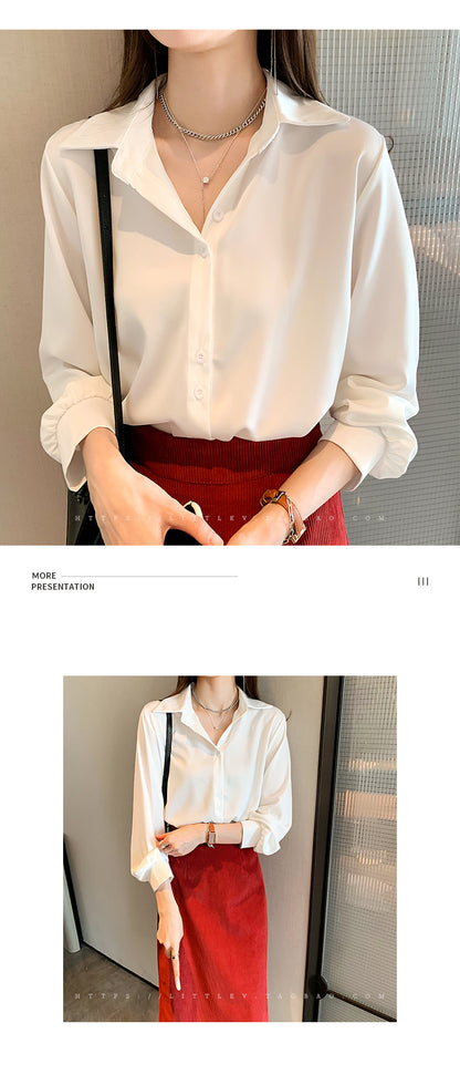 Casual Chiffon Blouse – Long Sleeve, Loose Fit