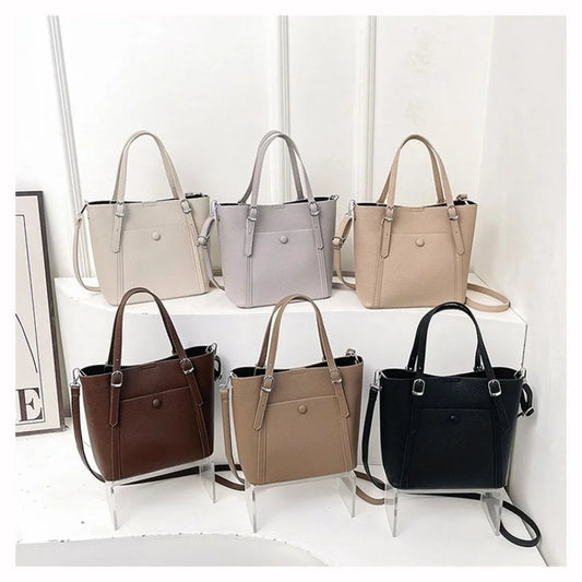 Women’s Designer Leather Handbag – Gold Accent
