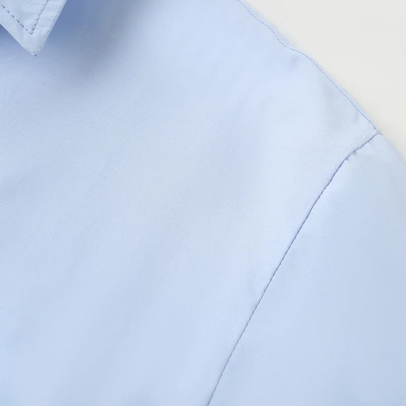 TRAF 2025 Woman Blouses Long Stripe Shirts Women Spring Summer Long Sleeve Blue White Shirt Woman Large Tops Button Up Shirts