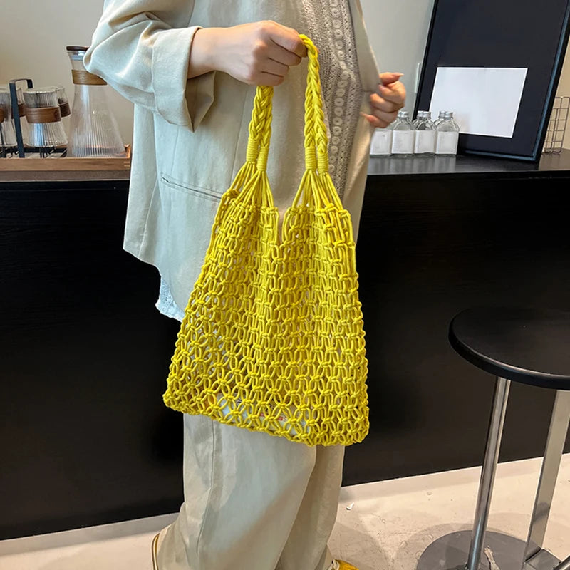 Women’s Hand-Woven Hollow Shoulder Tote