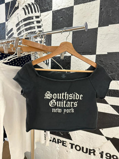 28 Graphic Print T-Shirts Woman Summer Slash Neck Short Sleeve Cotton Tees American Vintage Streetwear Raw Hem Crop Top T-shirts