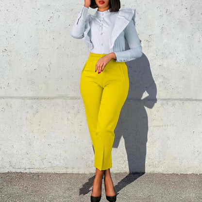 Women’s High-Waist Straight Work Pants – Elegant Office & Business Trousers