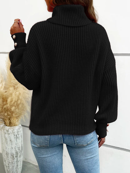 Sweaters for Women,Women's Sweaters Casual Long Sleeve Turtleneck Color Block Patchwork Pullover Knit Sweater Tops