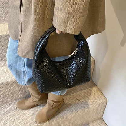 Women’s Woven PU Leather Handbag