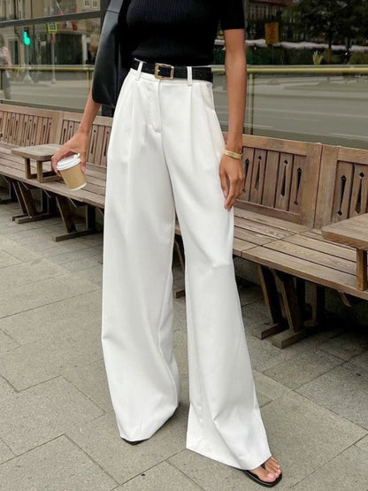 Women’s High-Waist Straight Suit Pants – Elegant Casual Loose Trousers