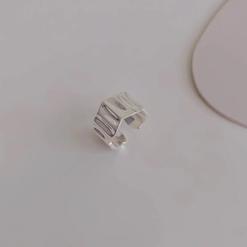 Women’s Punk Geometric Silver Ring