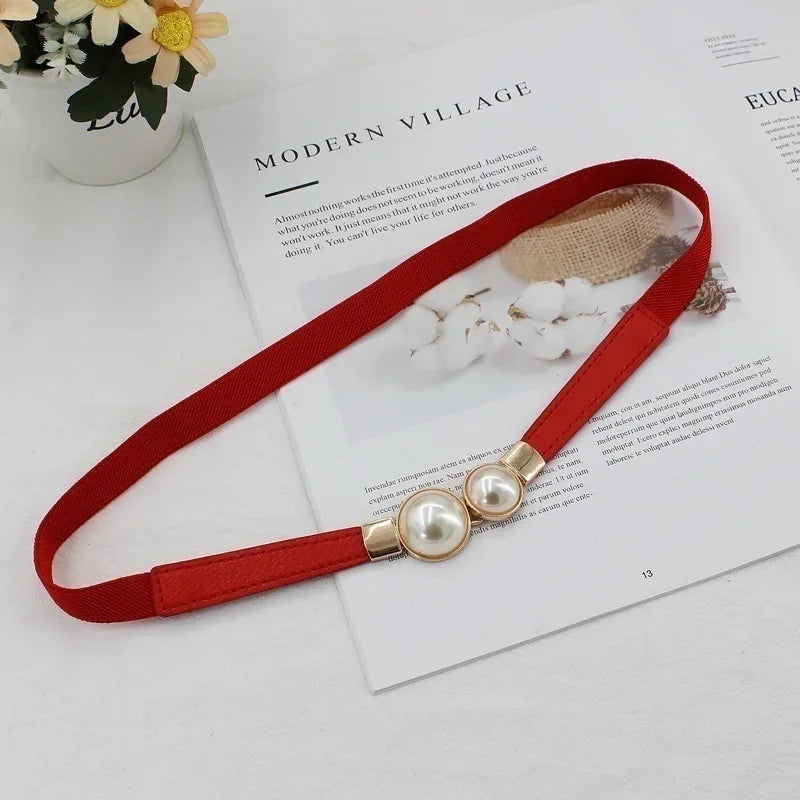 Women’s Double Pearl Elastic Belt