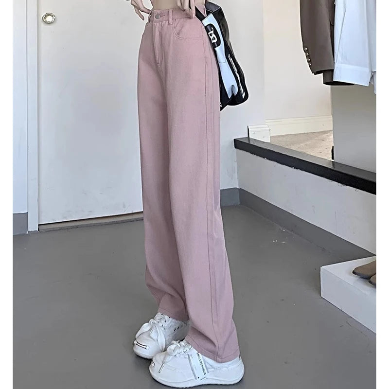 Women’s Vintage Wide-Leg High-Waist Jeans – Denim Pants