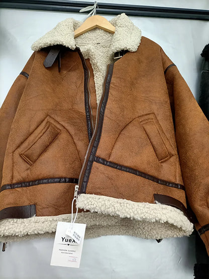 Women’s Faux Fur Shearling Winter Jacket.