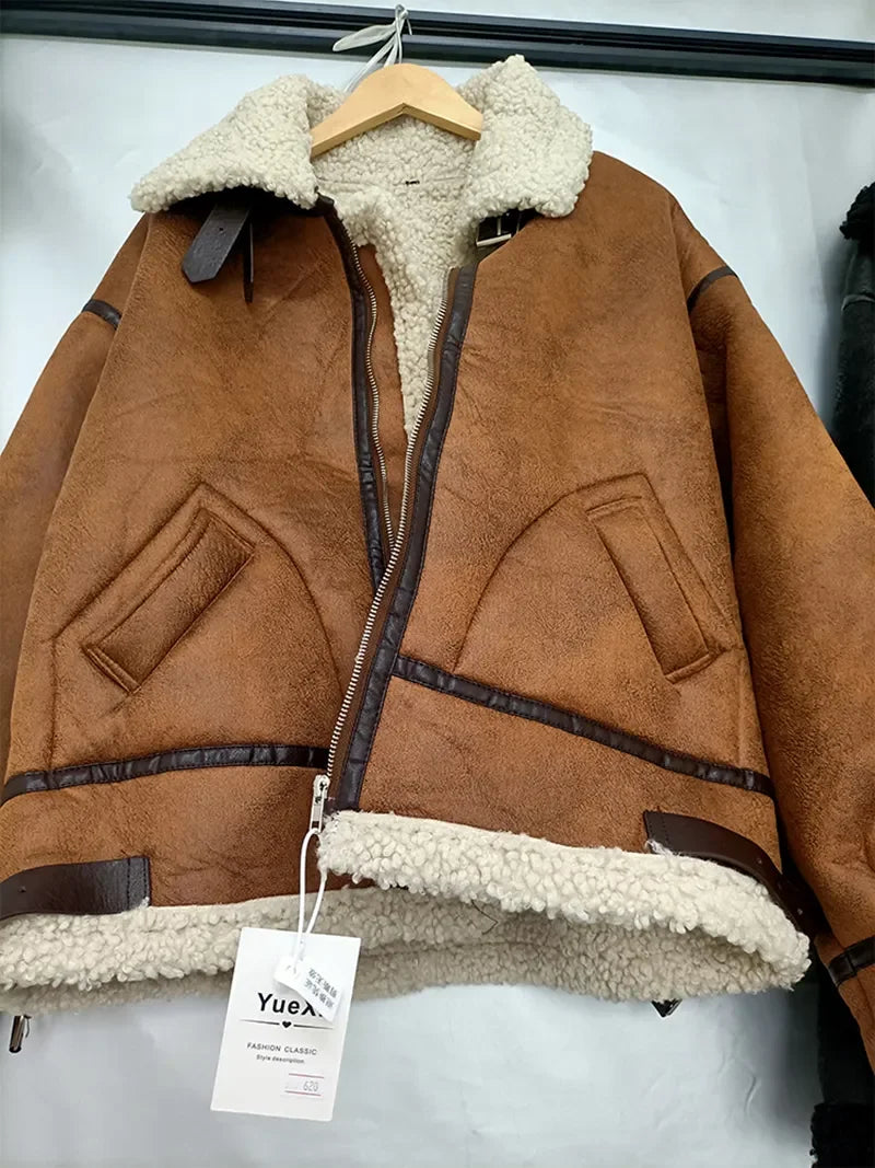 Women’s Faux Fur Shearling Winter Jacket.