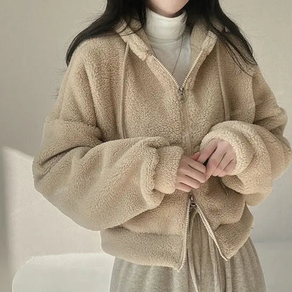 Women’s Winter Hooded Lambswool Jacket