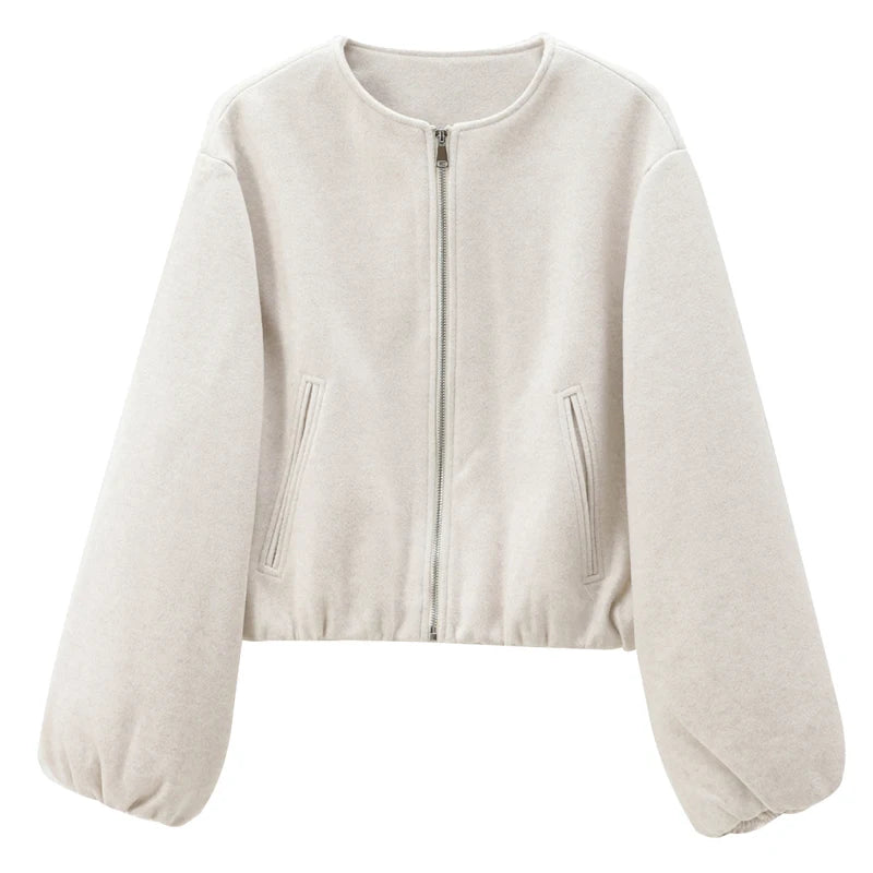 Women’s Tweed Cropped Bomber Jacket – Autumn/Winter