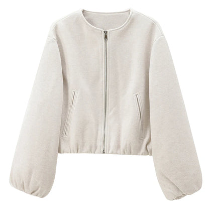 Women’s Tweed Cropped Bomber Jacket – Autumn/Winter