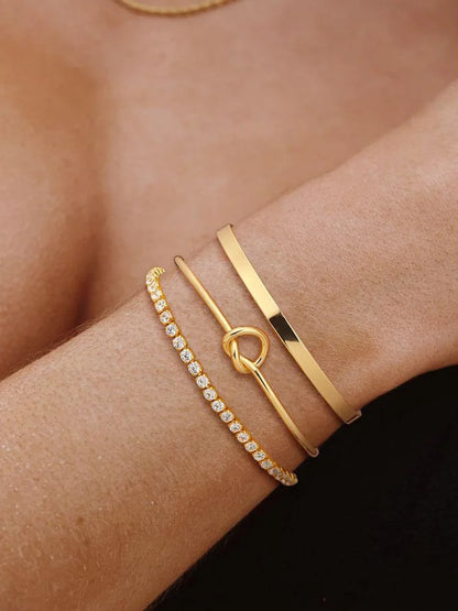 Women’s 3pcs Gold Plated Zircon Bracelets