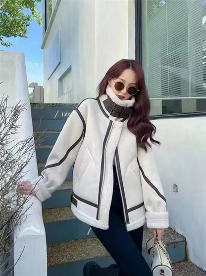 Women’s Faux Fur Shearling Winter Jacket.