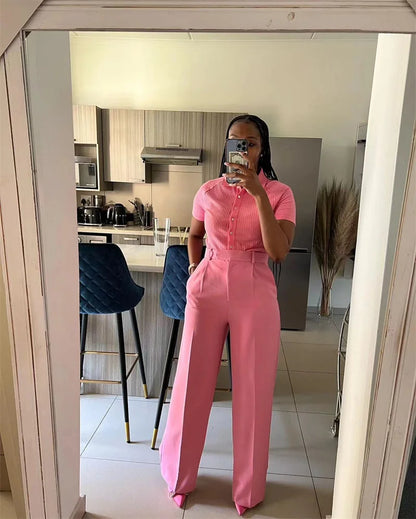 Women’s Elegant Wide-Leg High-Waist Pants – Loose Office Workwear Trousers