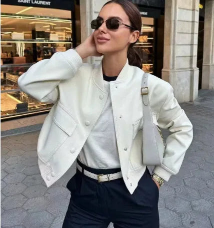 Women’s White Bomber Jacket