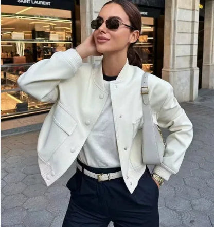 Women’s White Bomber Jacket