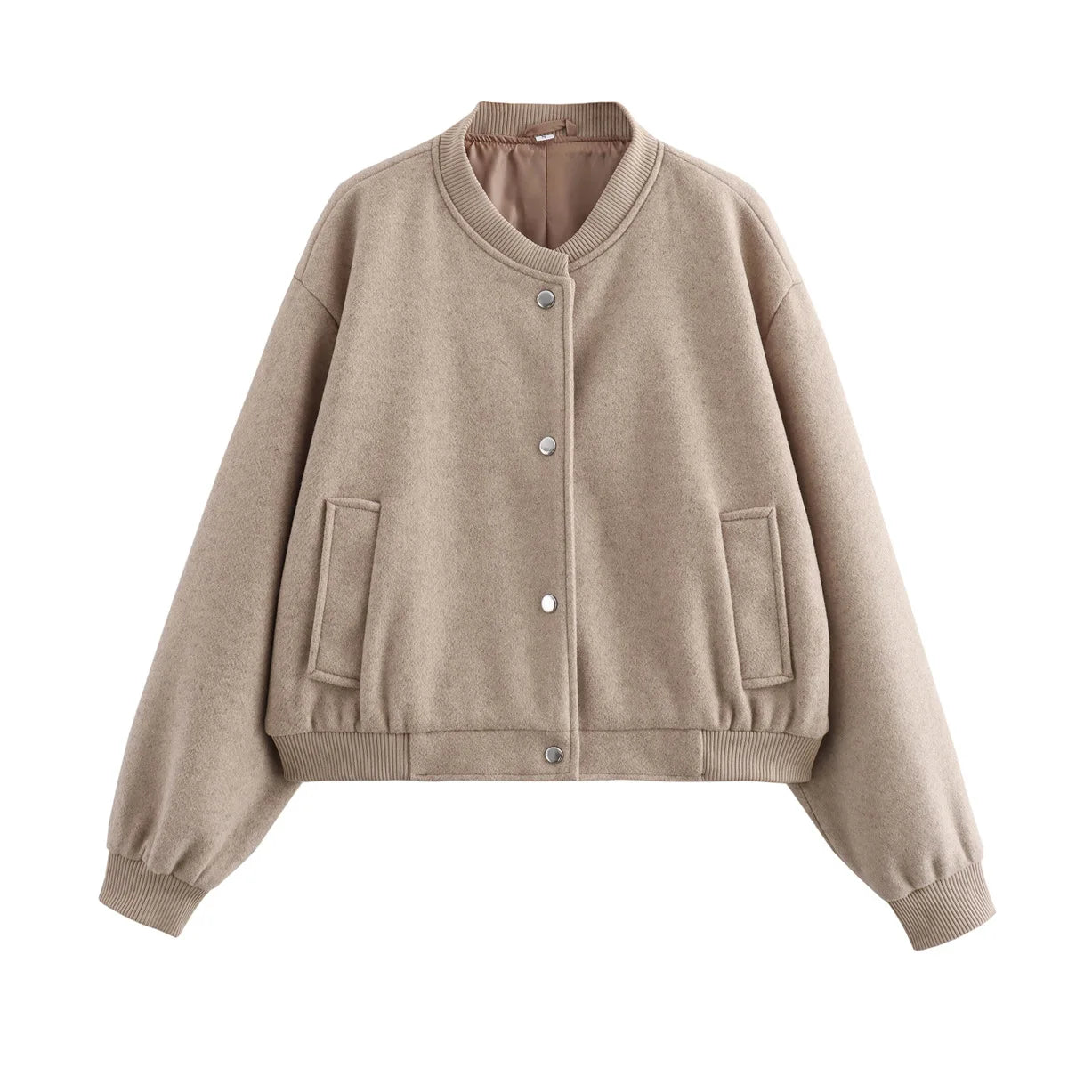 Women’s White Cropped Bomber Jacket – Autumn/Winter.