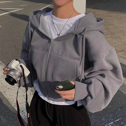 Women’s Retro Oversized Zip-Up Hoodie