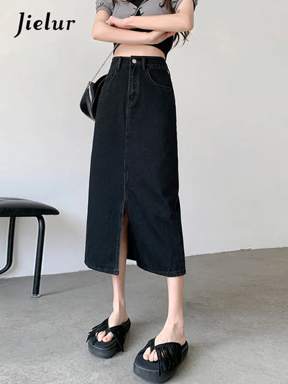 Women’s High-Waist Denim A-Line Skirt