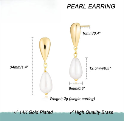 Women’s 14K Gold Plated Pearl Drop Earrings