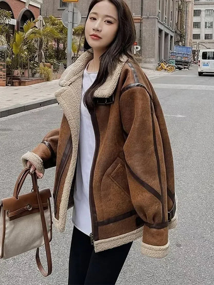 Women’s Faux Fur Shearling Winter Jacket.