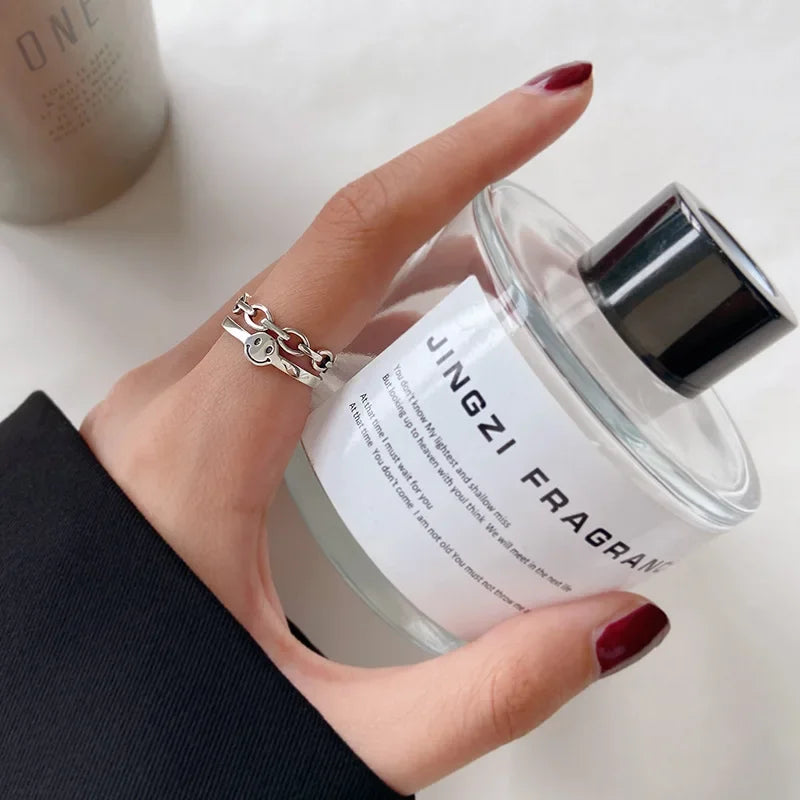 Women’s Punk Geometric Silver Ring