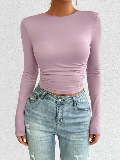 Woman Blouse 2024 Spring Fashion Y2K Slim Fit Solid Color Casual High Neck Tight Fitting Daily Basic Long Sleeved T-Shirt Top