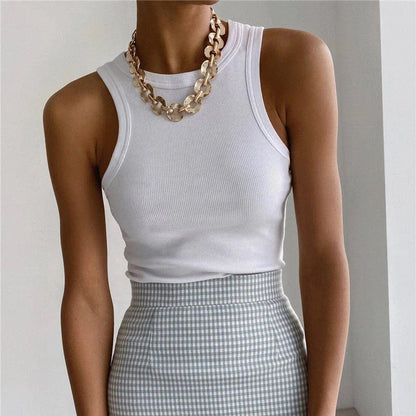 Tank Tops Women Yellow Casual Vest Sleeveless Camis Shoulder Women's Tank Top Ribbed Knitted Tops Summer Woman Shirts Tank Top